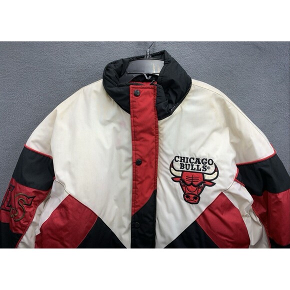 Vintage 90s NBA Chicago Bulls Pro Player Puffer Jacket NBA Full Zip Size M rare - Picture 7 of 16
